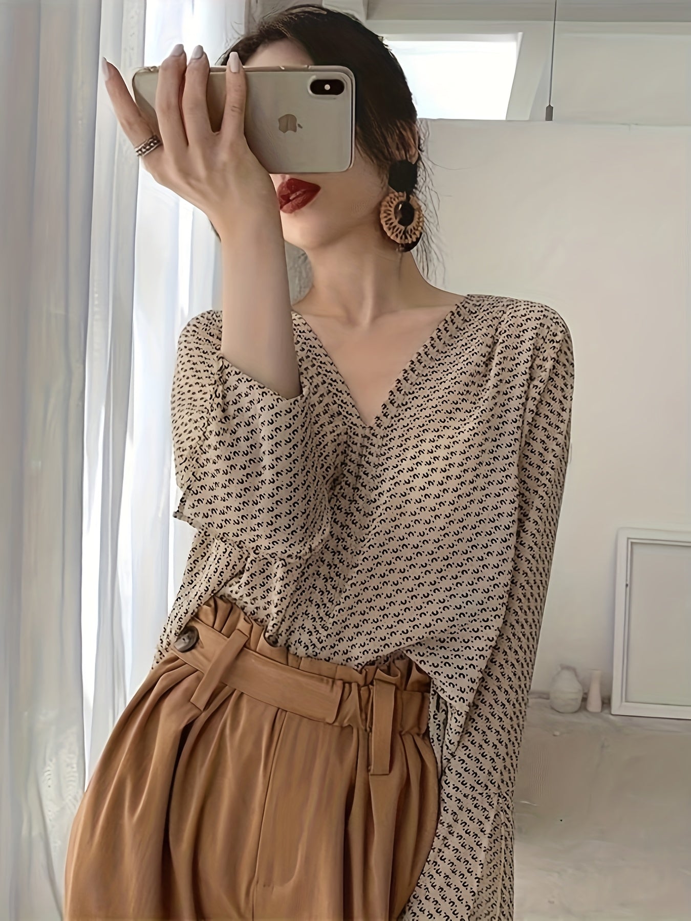 Elara Geo Chiffon Blouse