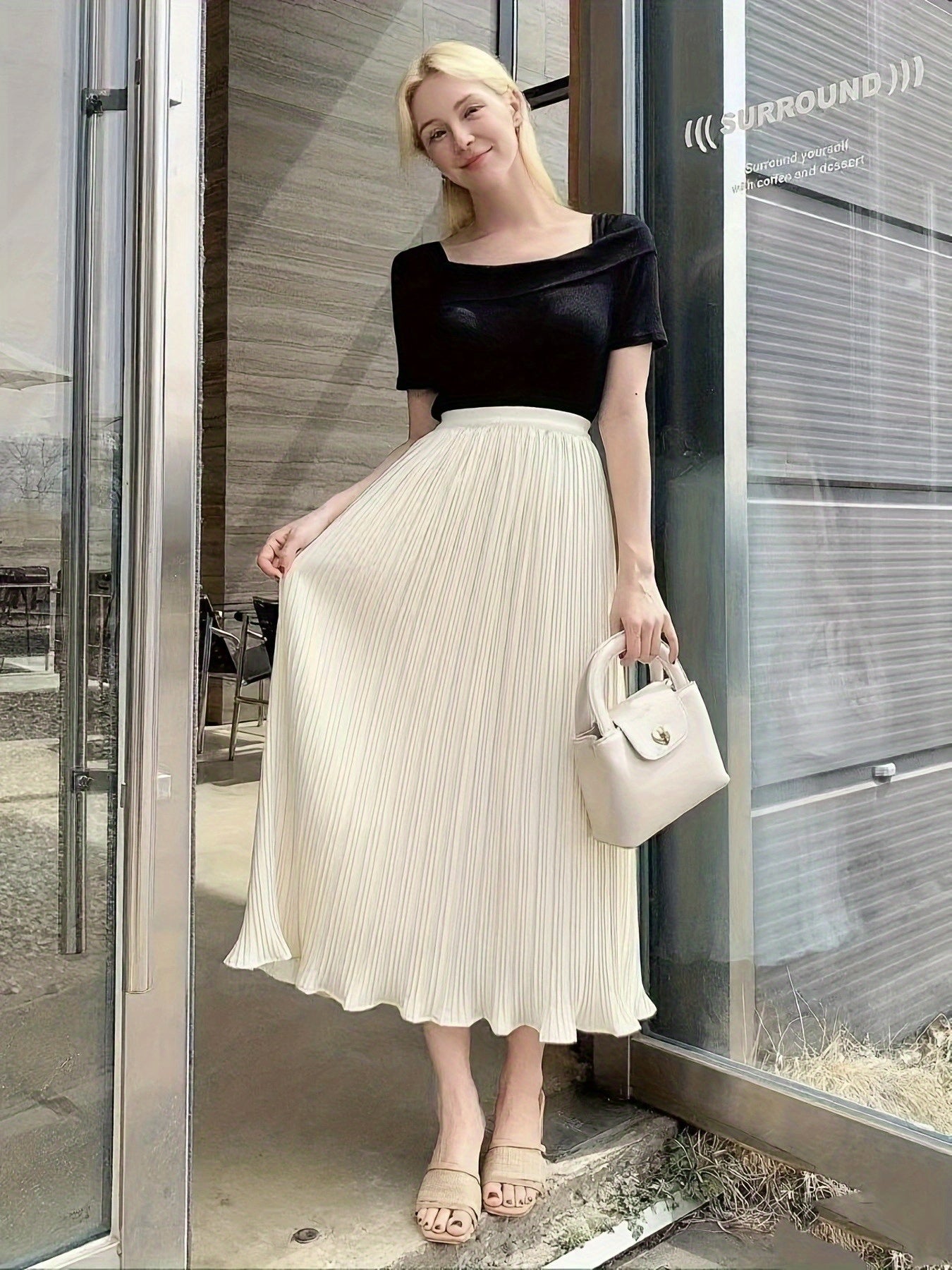 Eveline Pleated Midi Skirt