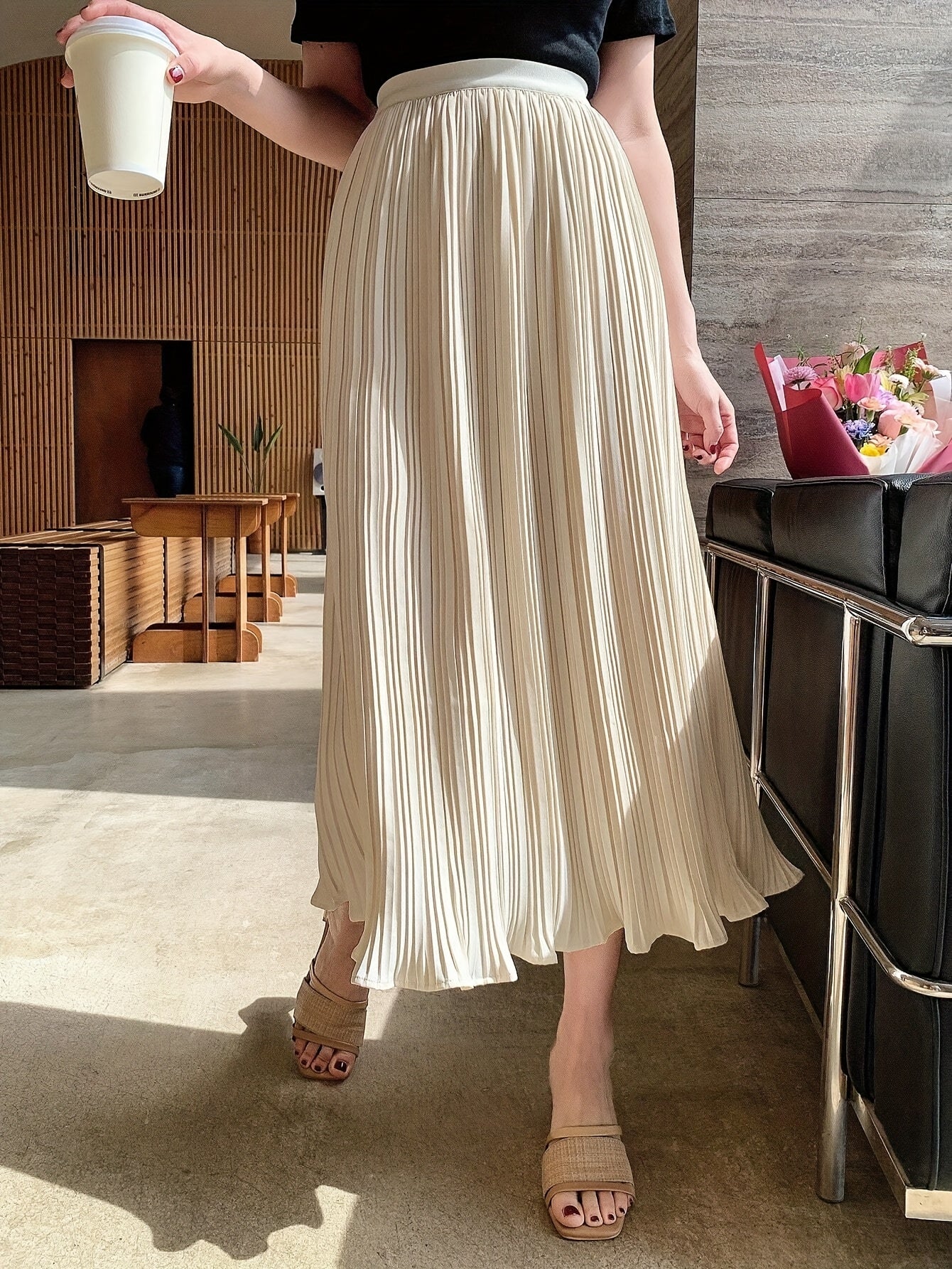 Eveline Pleated Midi Skirt