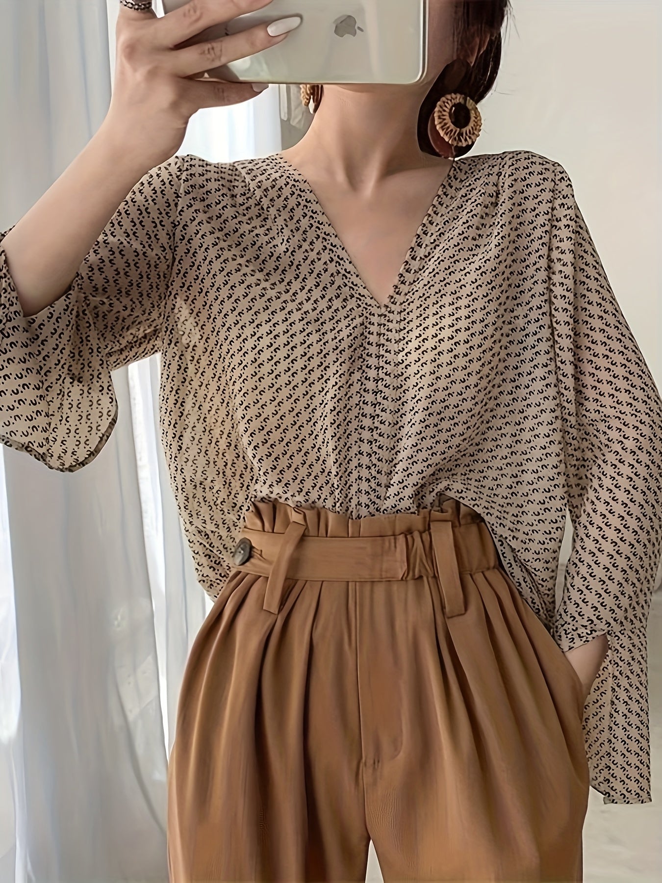 Elara Geo Chiffon Blouse