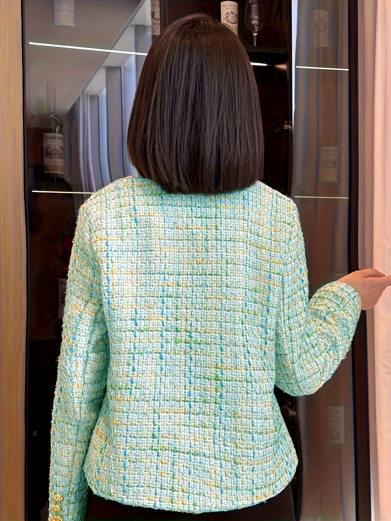 Émilie Teal Tweed Blazer