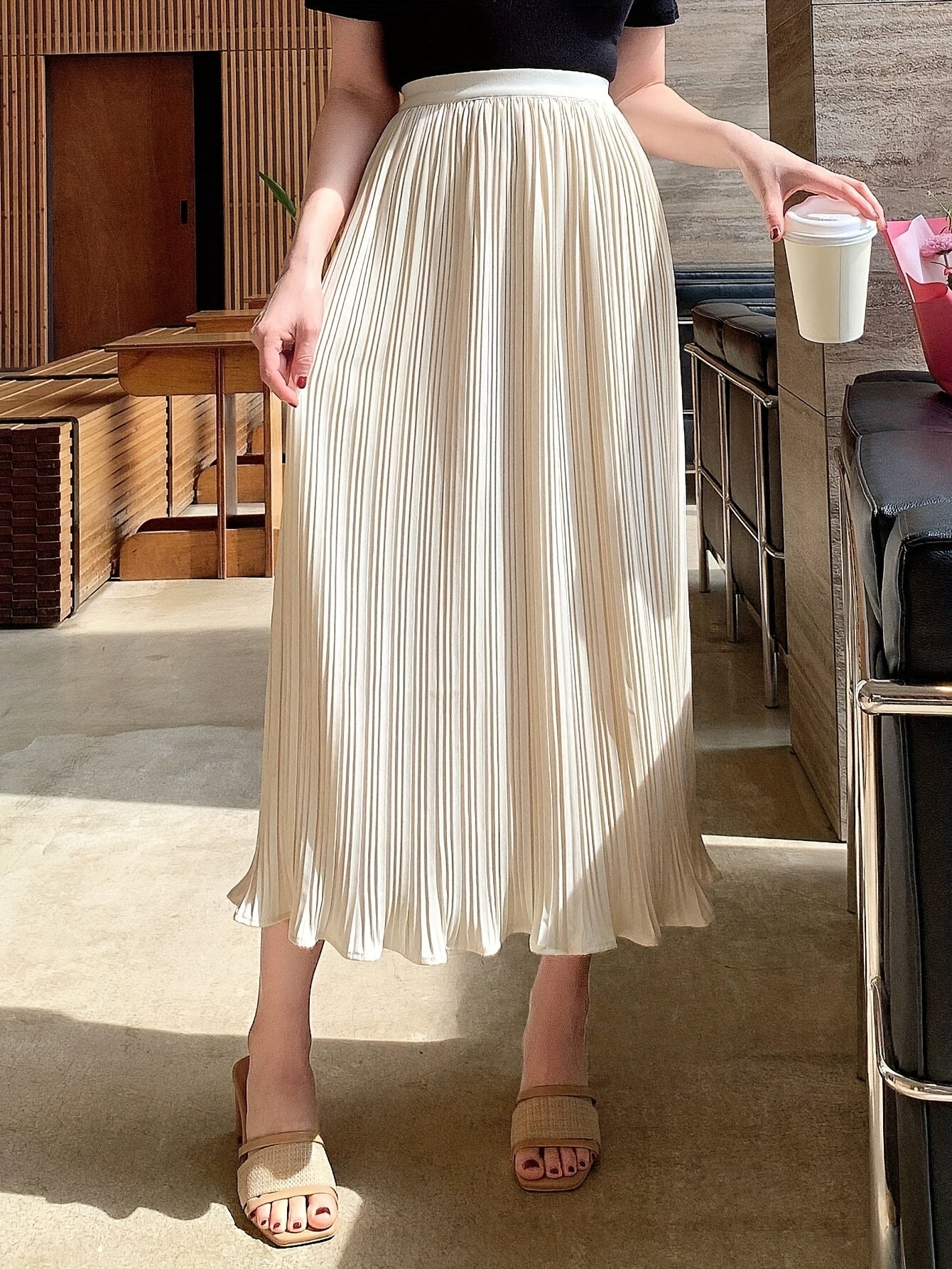 Eveline Pleated Midi Skirt