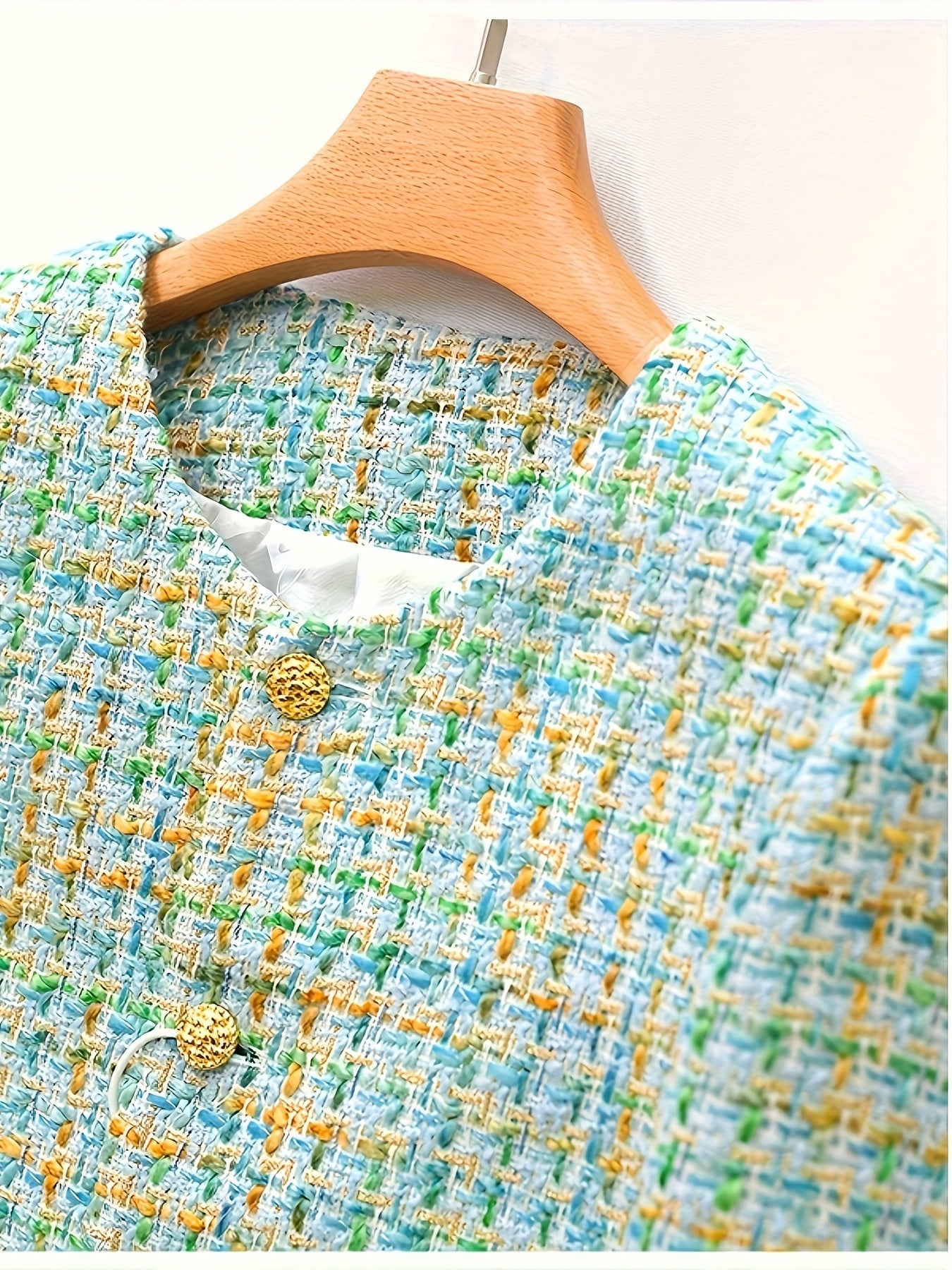 Émilie Teal Tweed Blazer